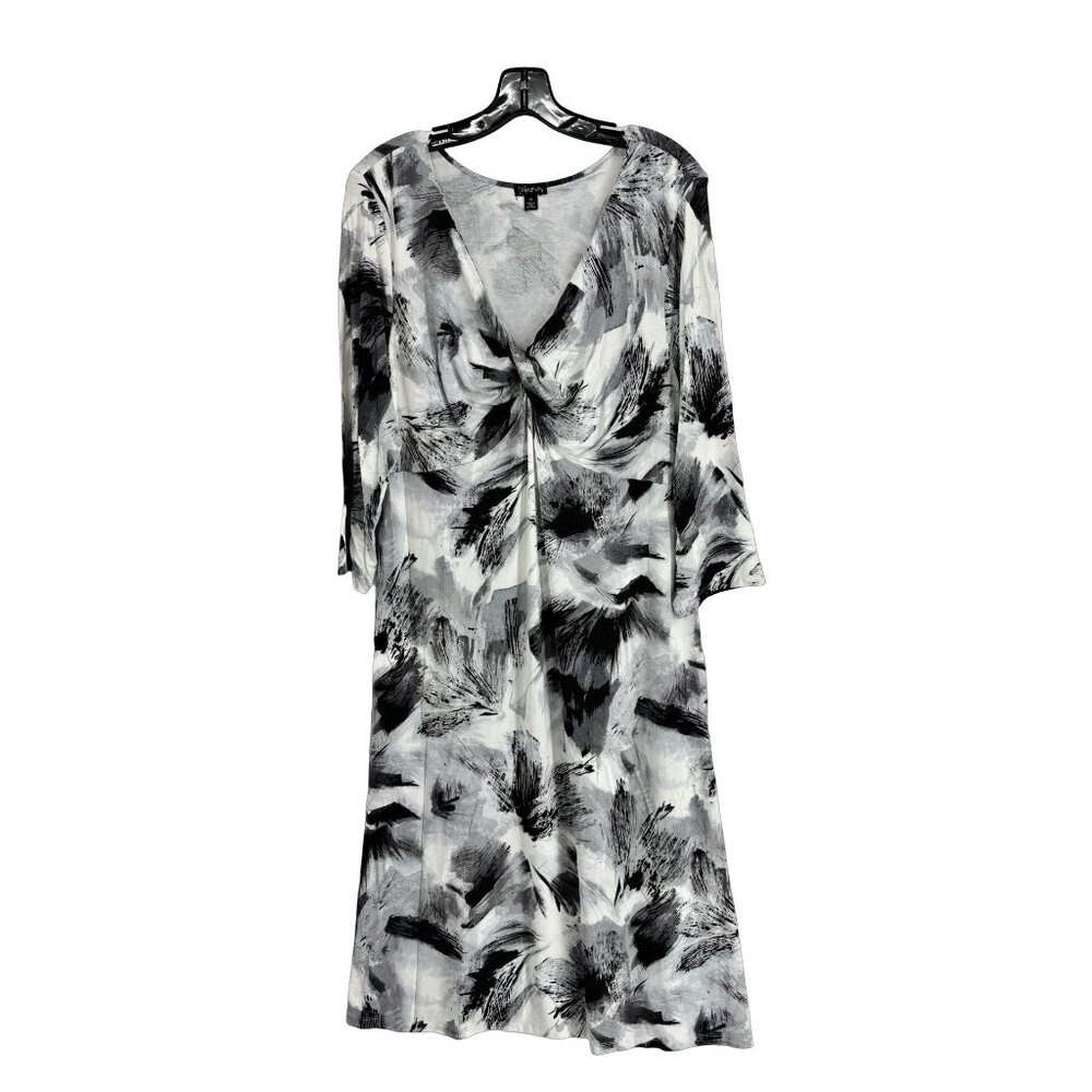 Relativity Dress Women's 1X Twist Bodice 3/4 Sleeve New